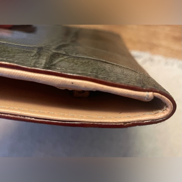 Kate Spade Rialto Place Neda Clutch / Olive Green Croc-Embossed / Vintage - Picture 9 of 11